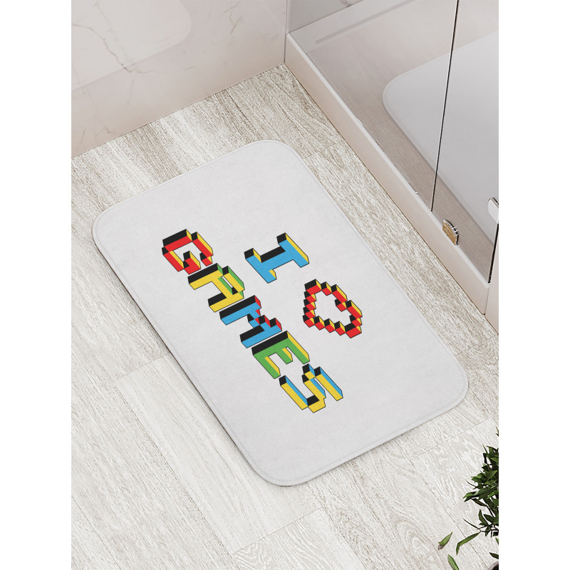 Love Video Games Pixel Art Bath Mat