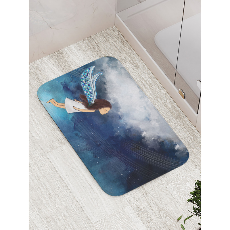 Magical Winged Girl in Sky Bath Mat