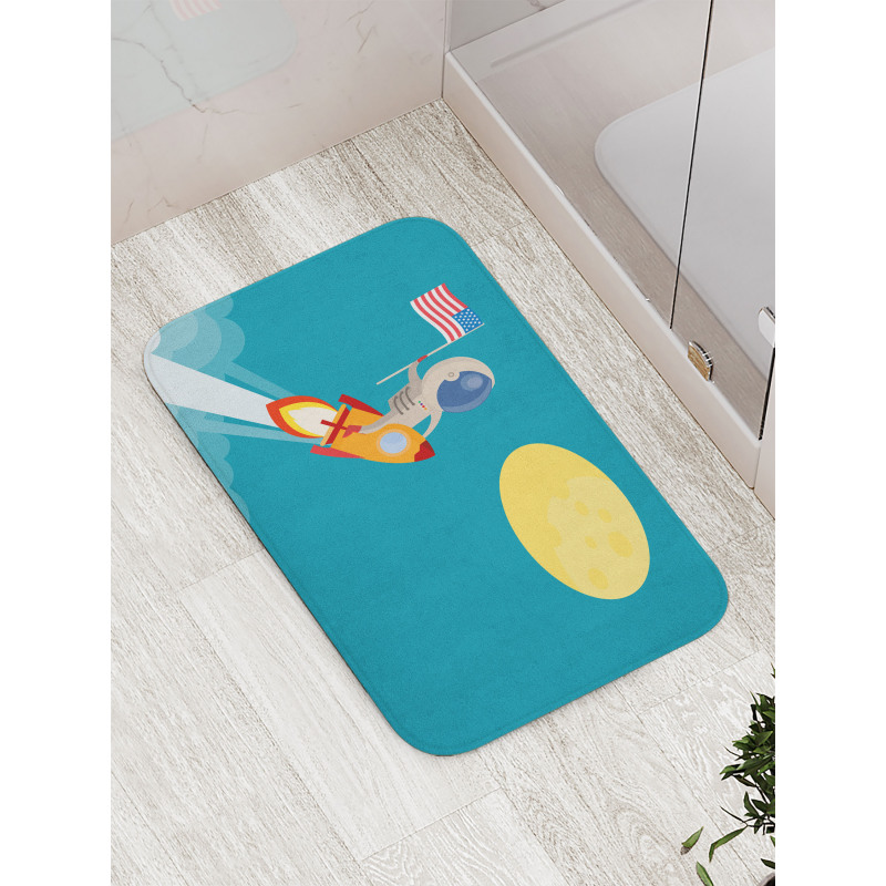 Astronaut Flying to the Moon Bath Mat