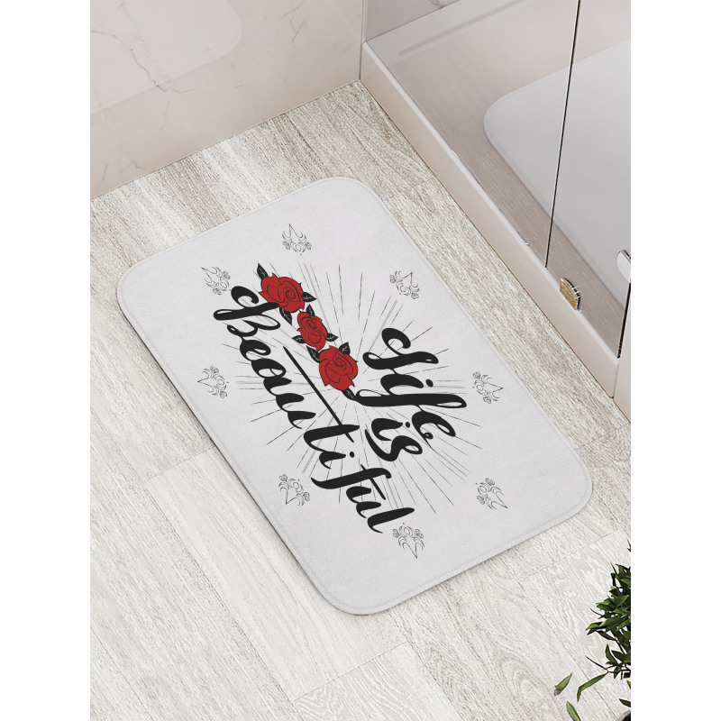 Life is Roses Motif Bath Mat