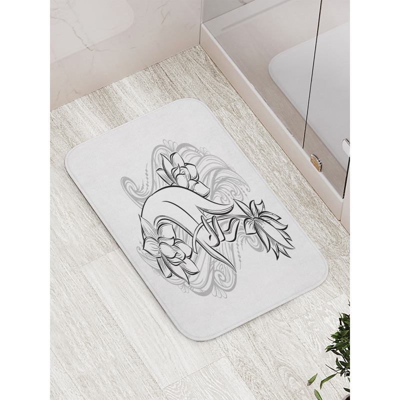 Hand Holds Lotus Bath Mat