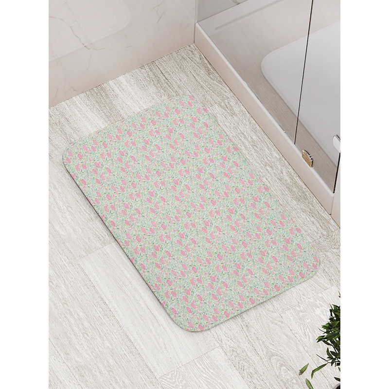 Roses Leaves Bath Mat