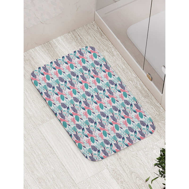 Exotic Abstract Leaves Bath Mat