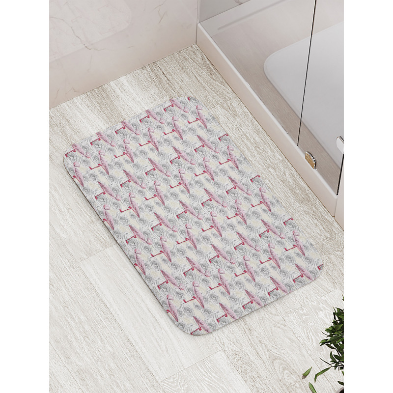 Roses and Flamingos Bath Mat