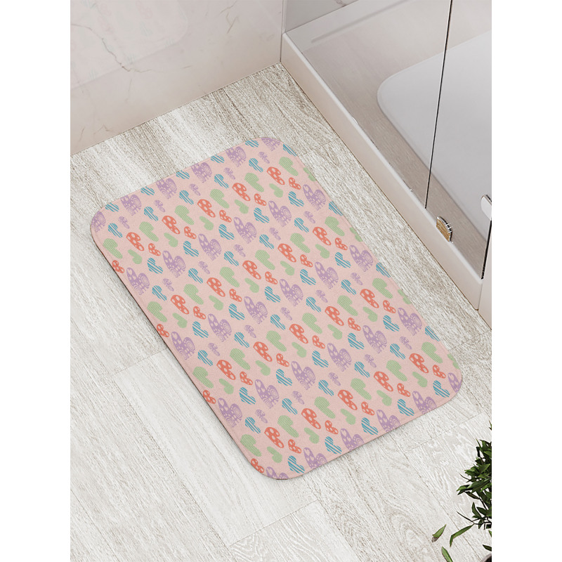 Fun Hearts in Pastel Colors Bath Mat