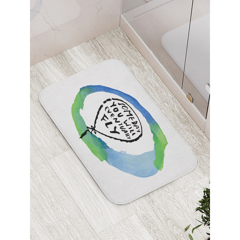 Watercolor Encouraging Text Bath Mat