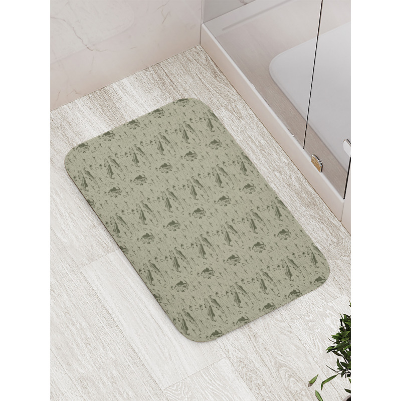 Fisherman Boat and Trouts Bath Mat