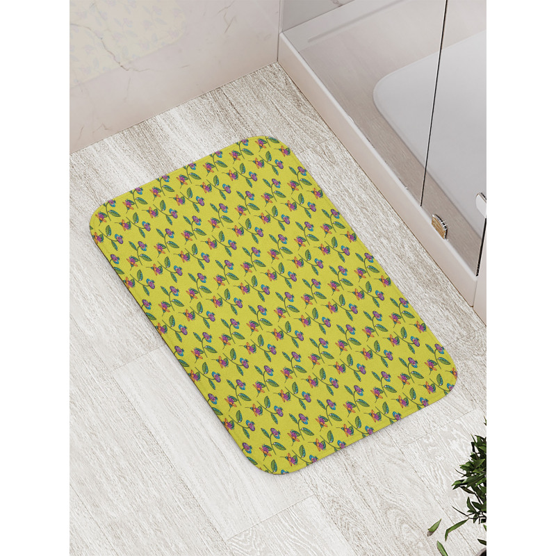 Vibrant Pomegranate Blooms Bath Mat