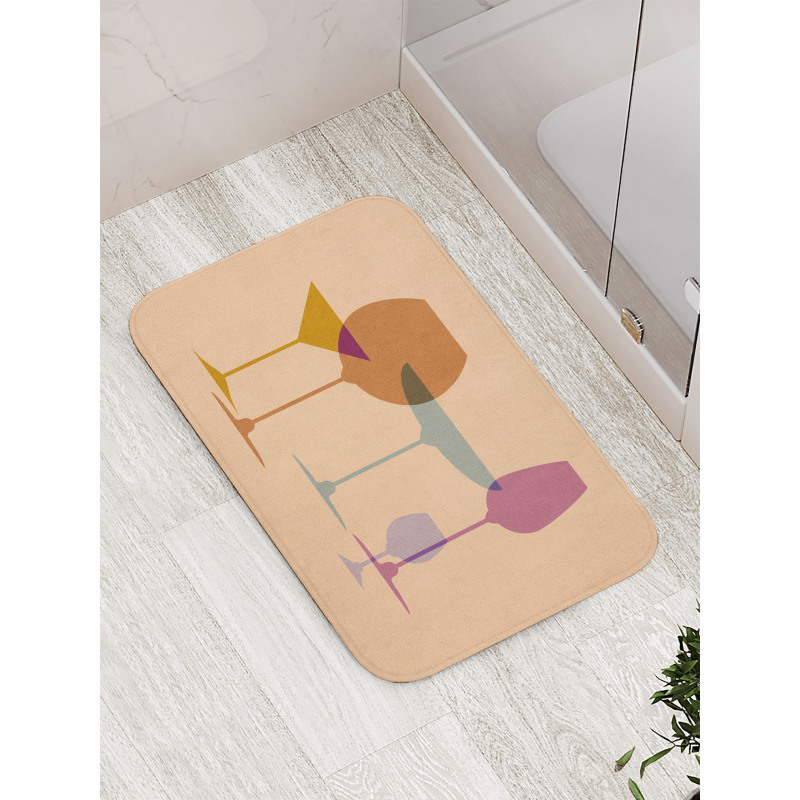 Wine Glasses Silhouette Art Bath Mat