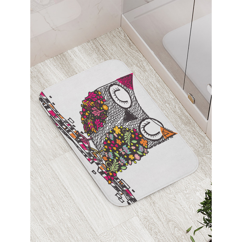 Geometric Floral Blossoms Bath Mat