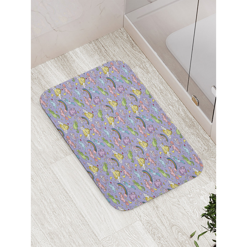 Unicorns Flying in Sky Bath Mat