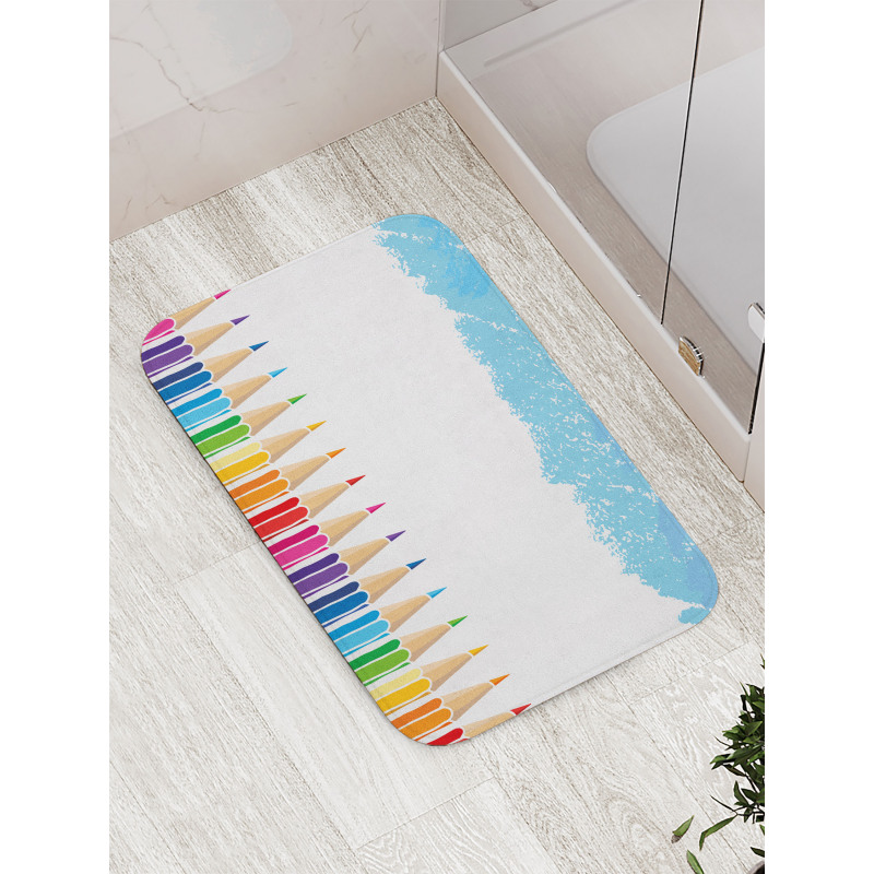 Multicolor Gradient Pencils Bath Mat