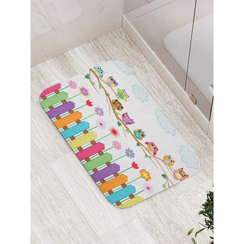 Bird on Branch Sunny Day Bath Mat