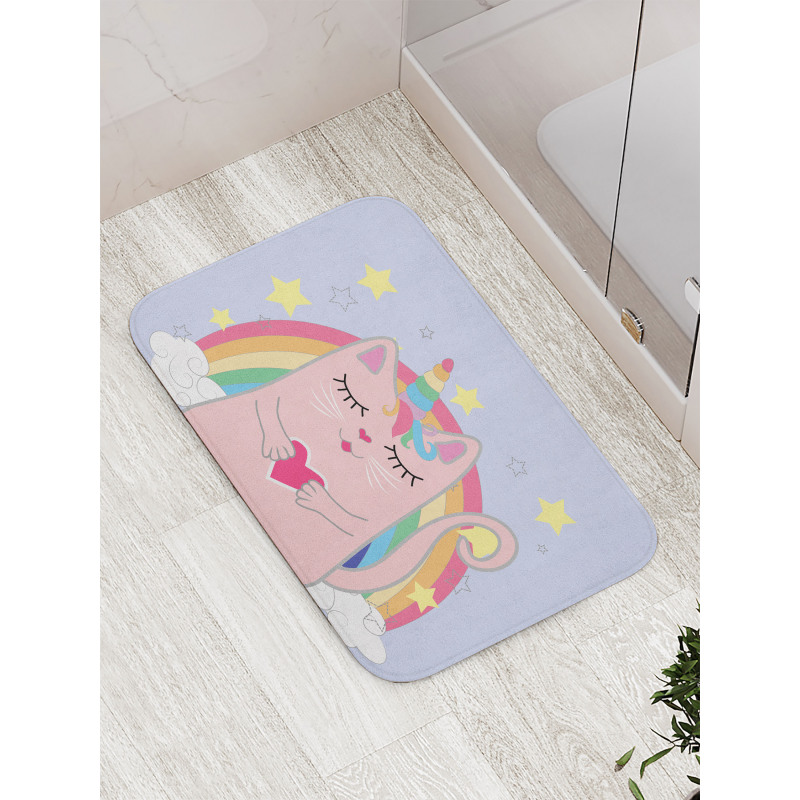 Cat Heart Kitten Art Bath Mat