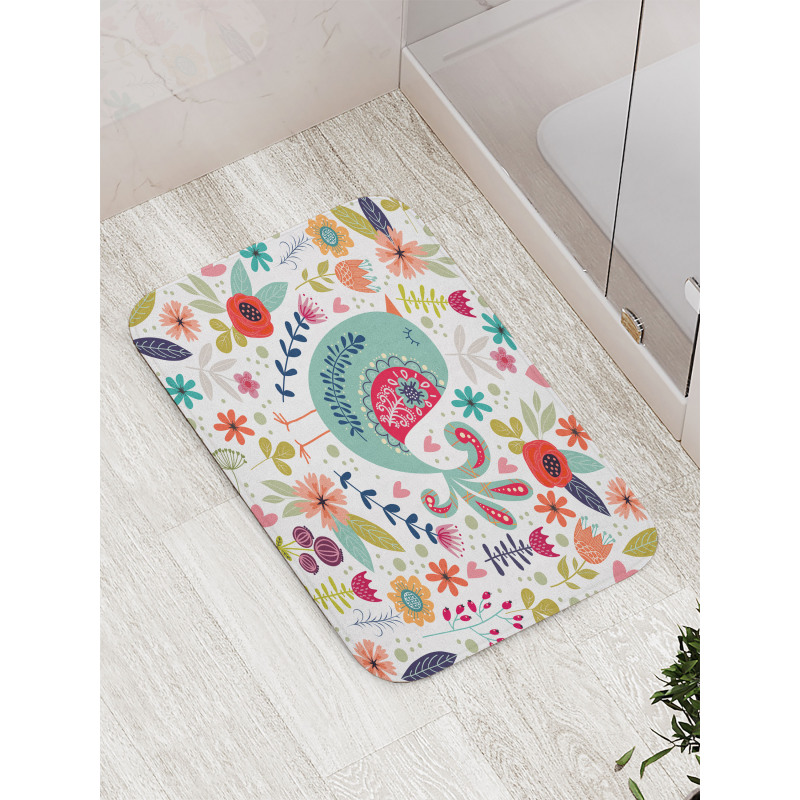 Ornate Bird and Flowers Bath Mat