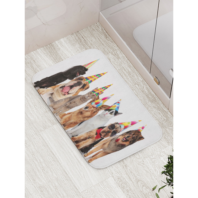 Party Animals in Hats Bath Mat