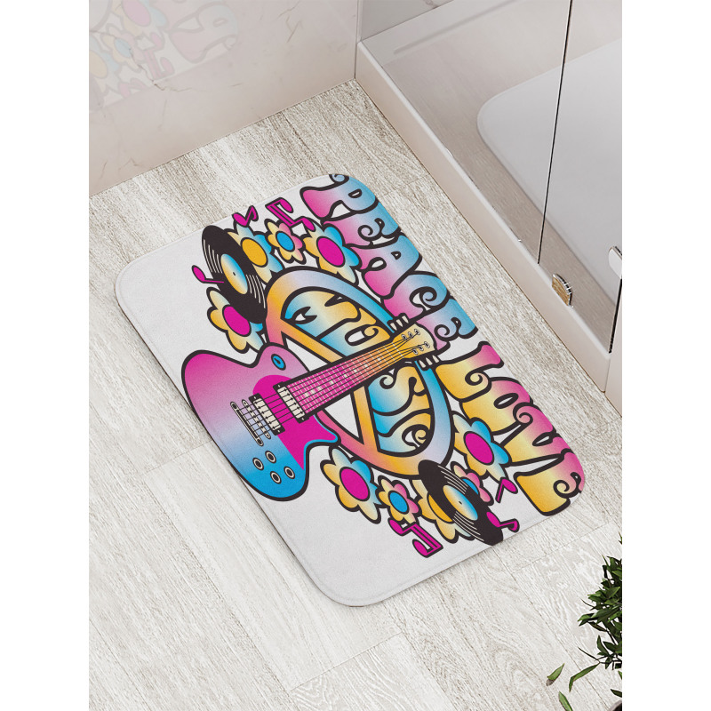 Peace Love Vinyl Music Bath Mat