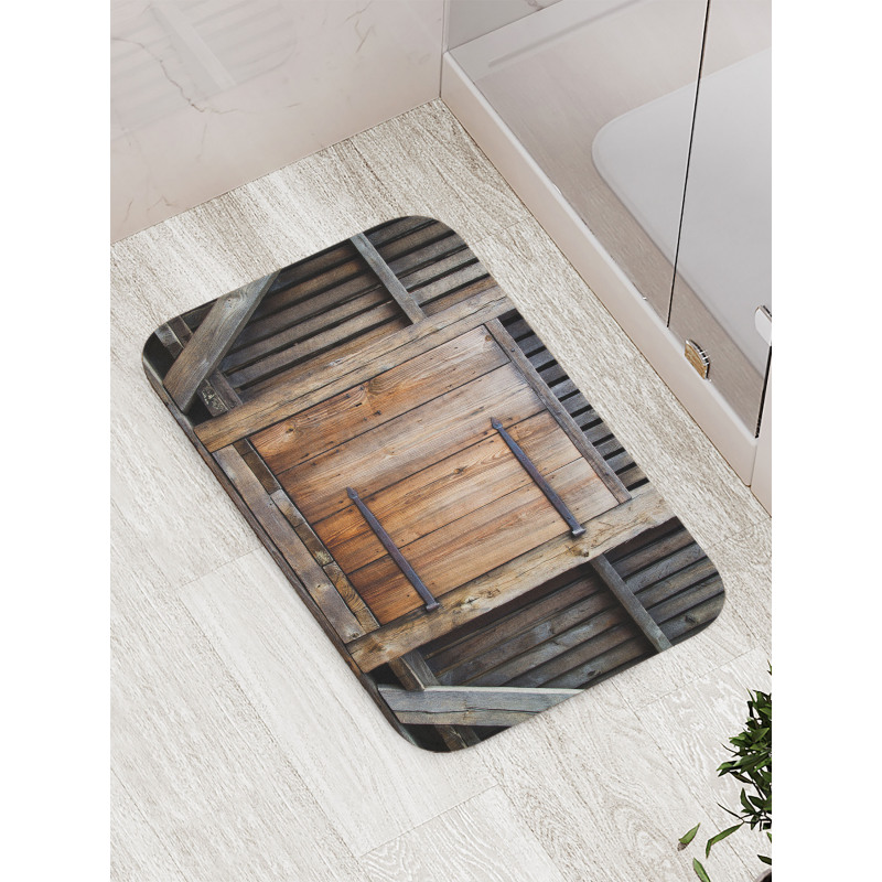 Rustic Rural Wood Door Bath Mat