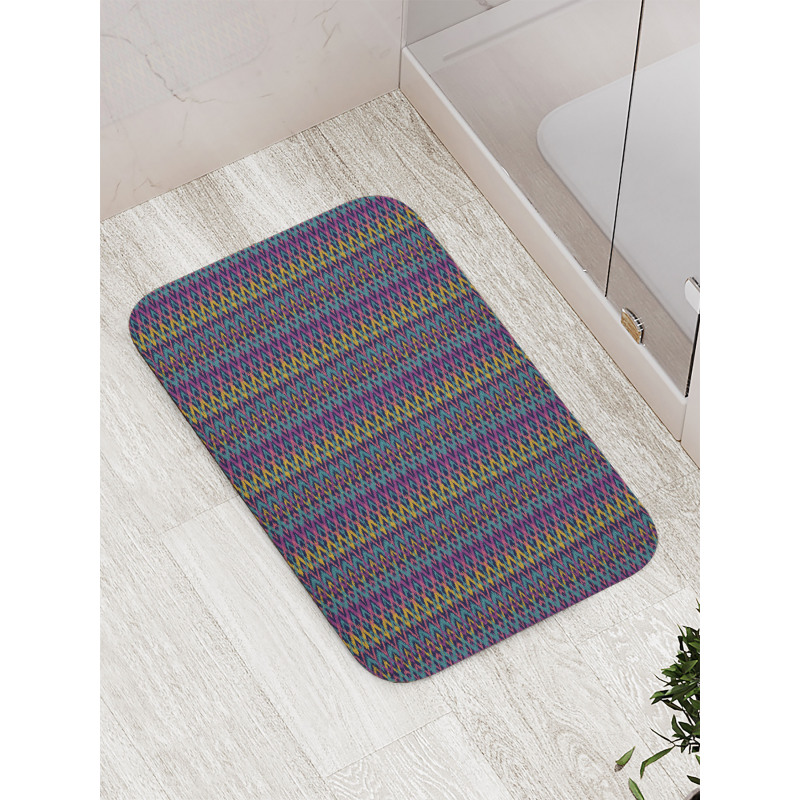 Folkloric Abstract Zigzags Bath Mat