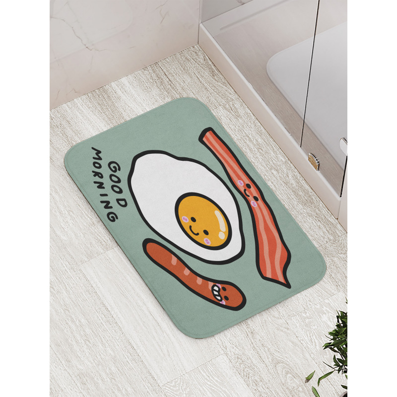 Morning Egg Sausages Bath Mat