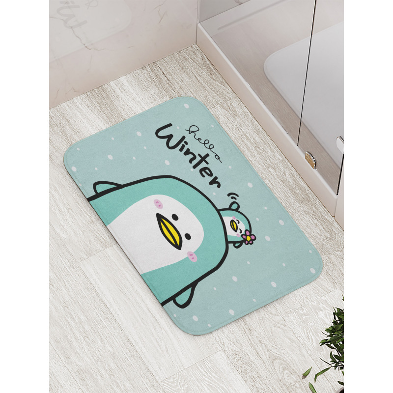 Mom and Baby Penguins Bath Mat