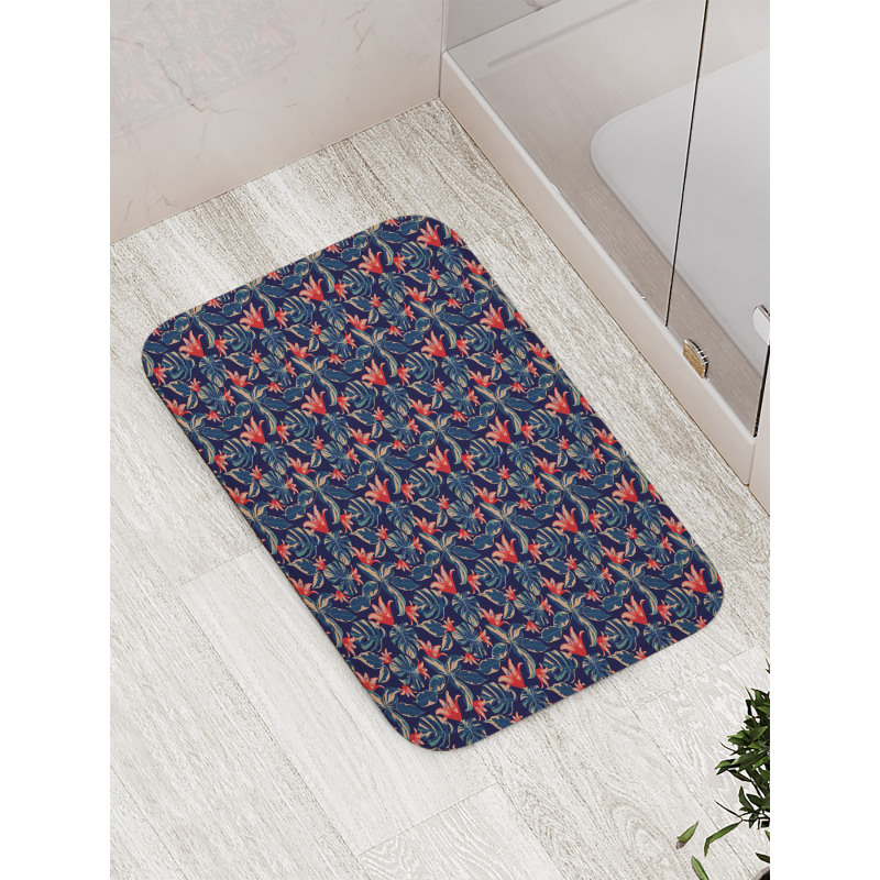 Tropical Jungle Blossoms Bath Mat