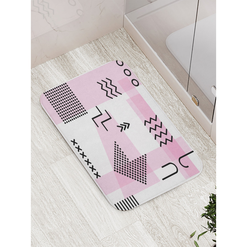 Memphis Retro Doodle Art Bath Mat