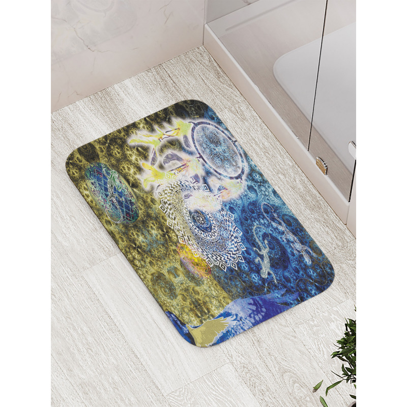 Tribal Lizards Dreamcatcher Bath Mat