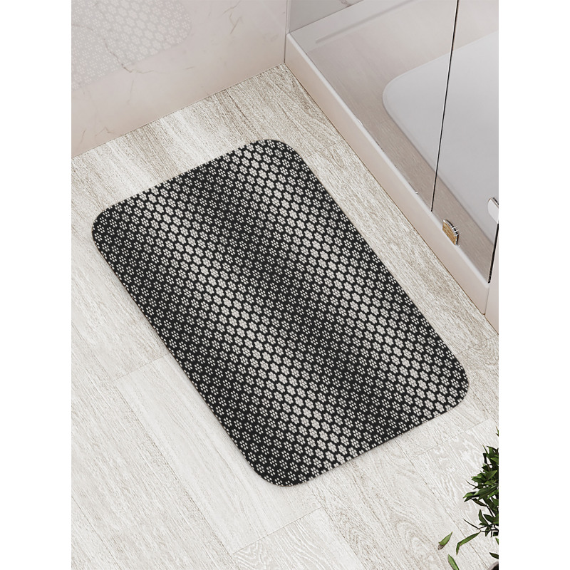 Halftone Hexagons Flowers Bath Mat