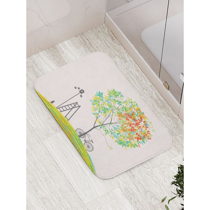 Bicycle Stairs Bird Bath Mat