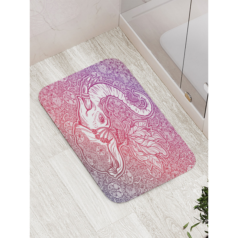 Eastern Elephant Zentangle Bath Mat