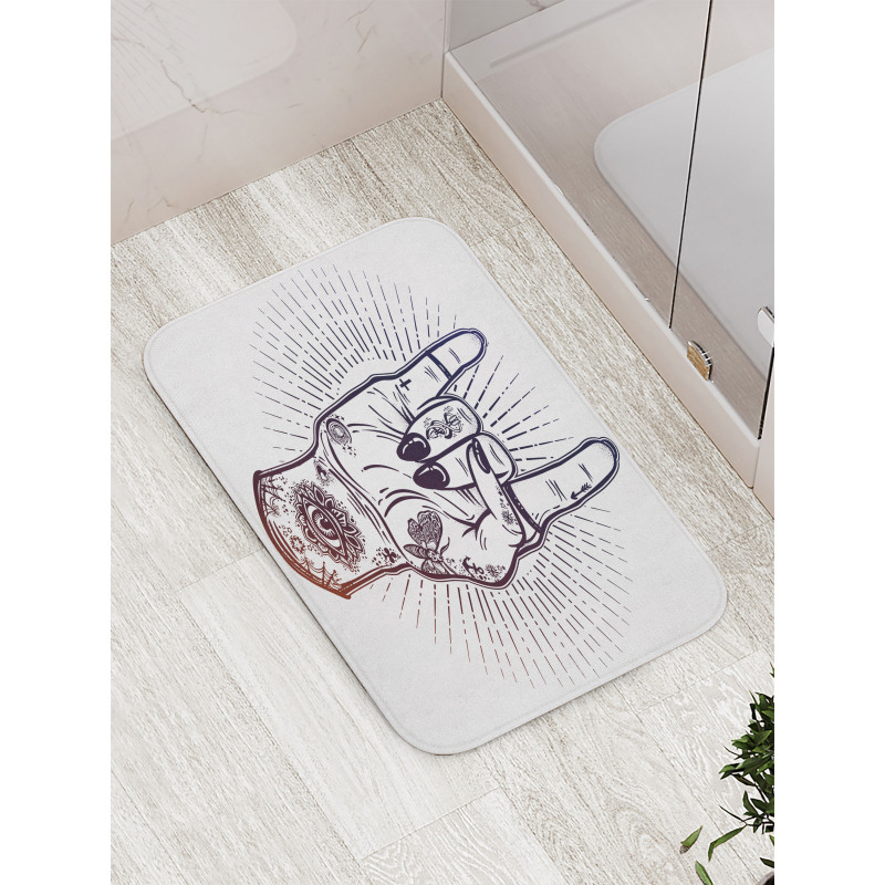 Tattooed Hand Raised Bath Mat