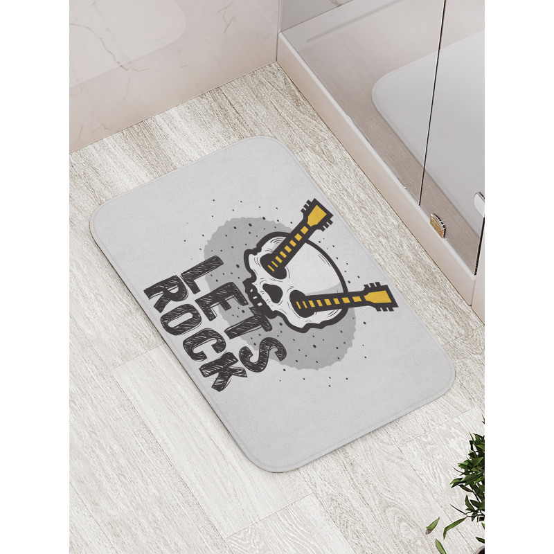 Human Skull Guitar Bath Mat