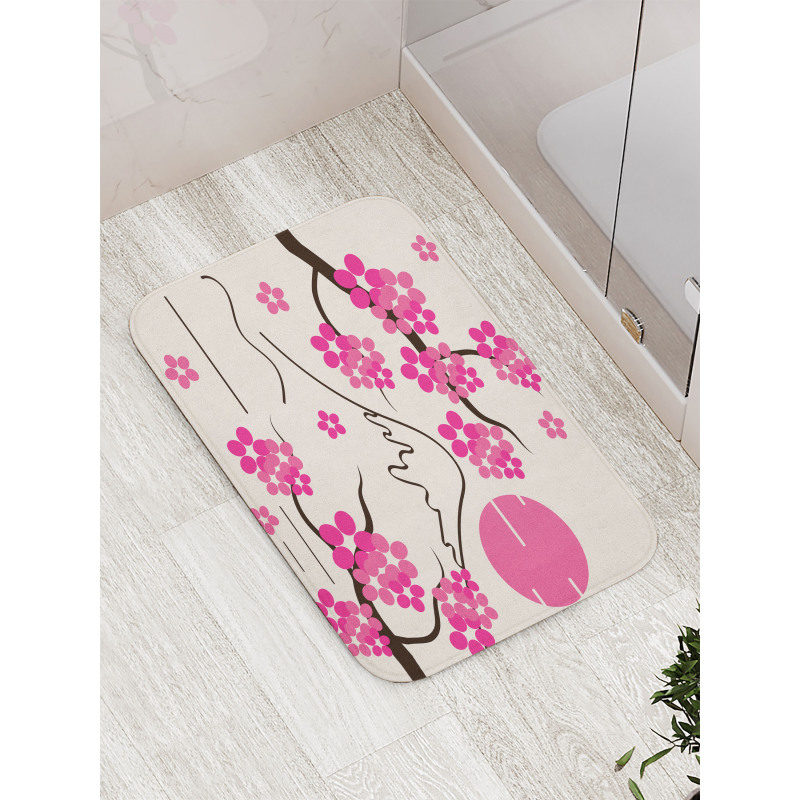 Japan Sakura and Hill Bath Mat