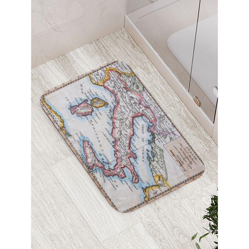 Old Italy Map Bath Mat