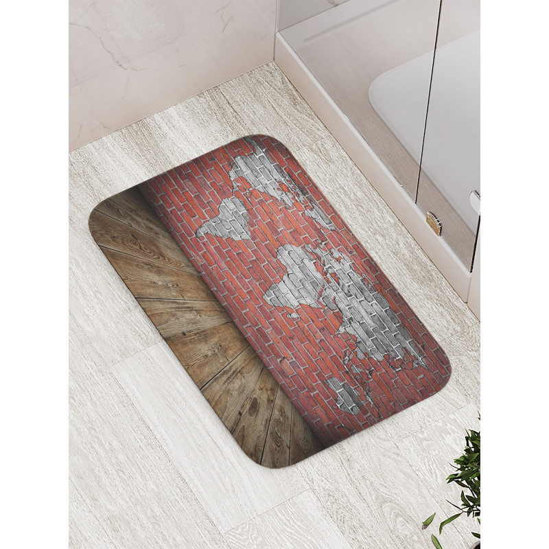 Rustic Old Grunge Map Bath Mat