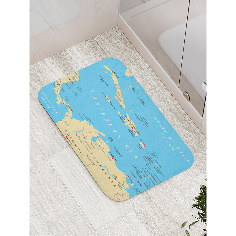 Caribbean Capitals Map Bath Mat