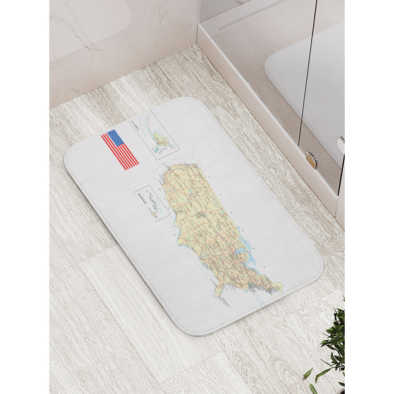 USA Detailed Country Map Bath Mat