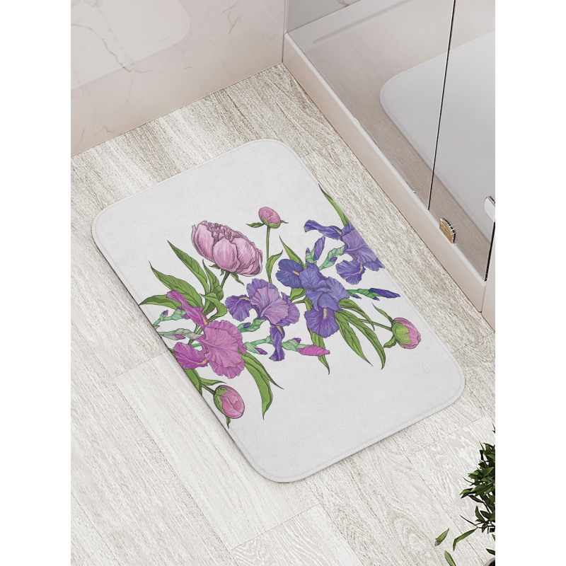 Naive Purple Flower Bouquet Bath Mat