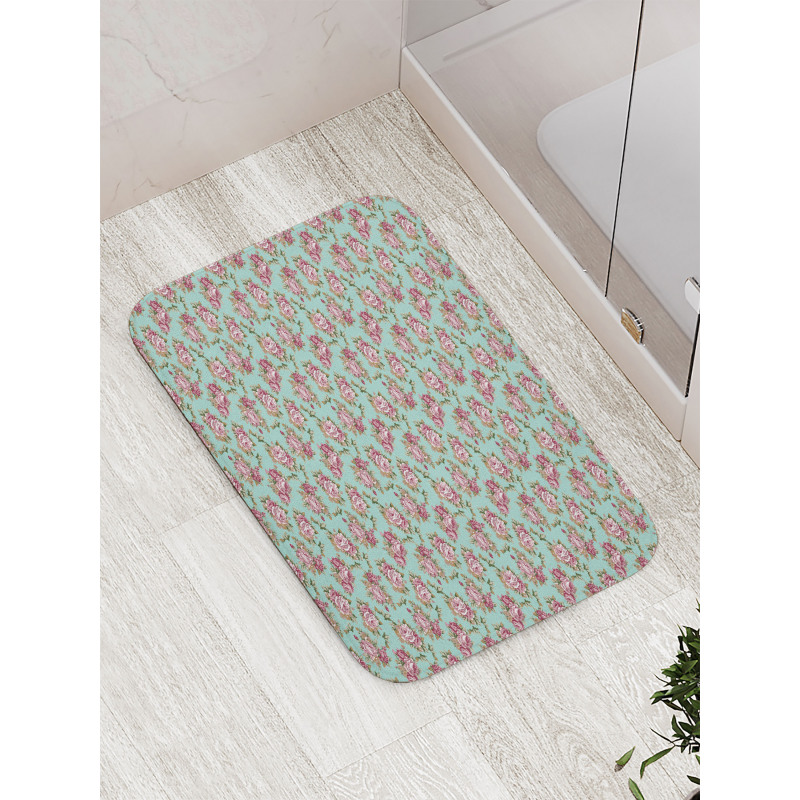 Classical Pastel Tone Floral Bath Mat