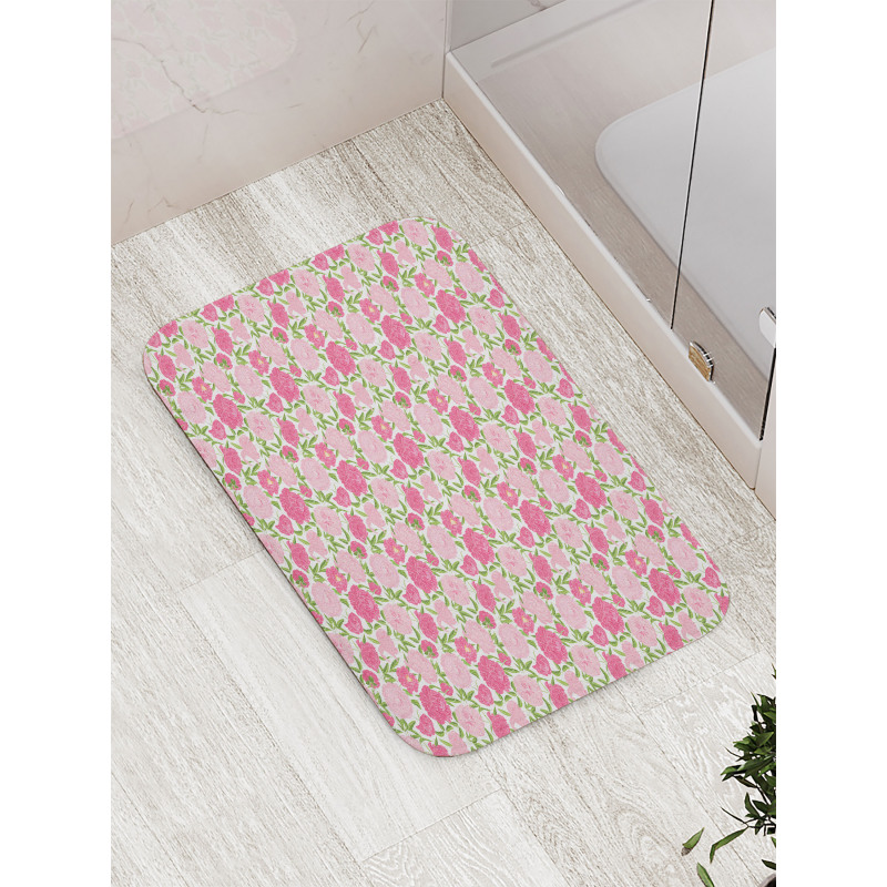 Simplistic Romantic Flowers Bath Mat