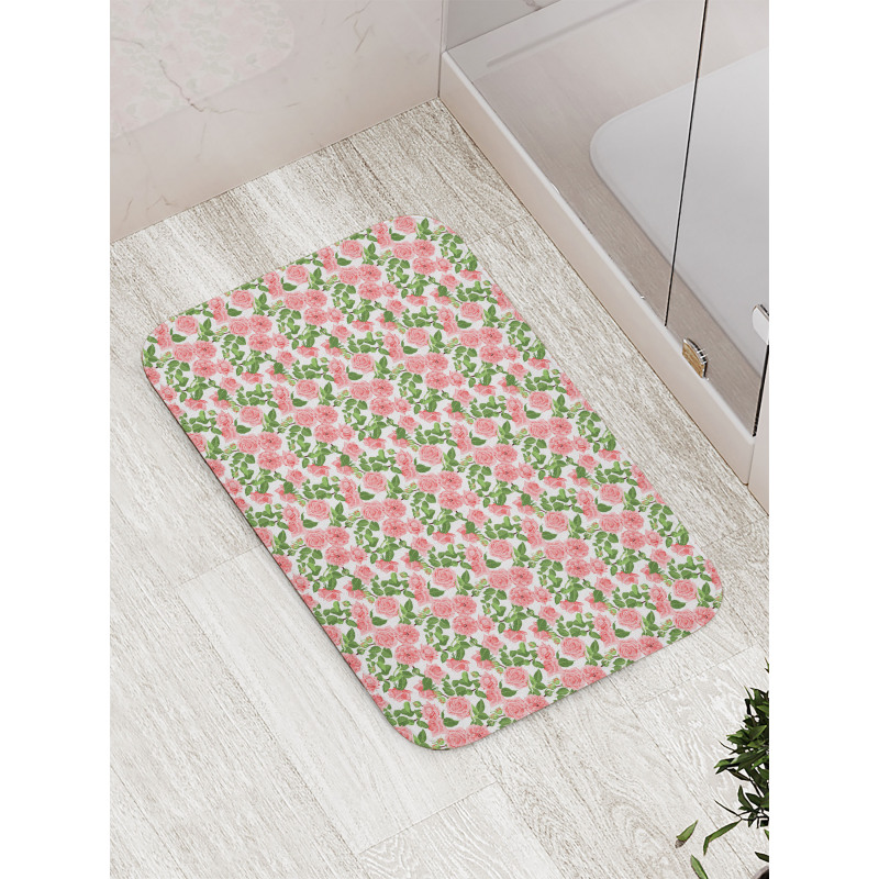 Pink Vintage Vintage Flower Bath Mat