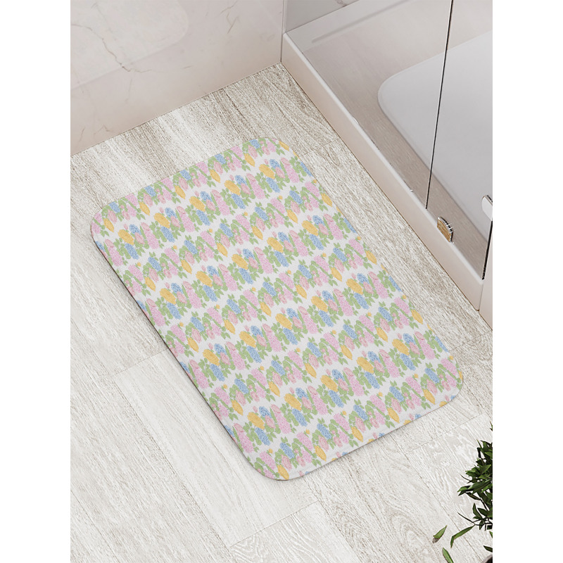 Pastel Tones Blossom Flowers Bath Mat