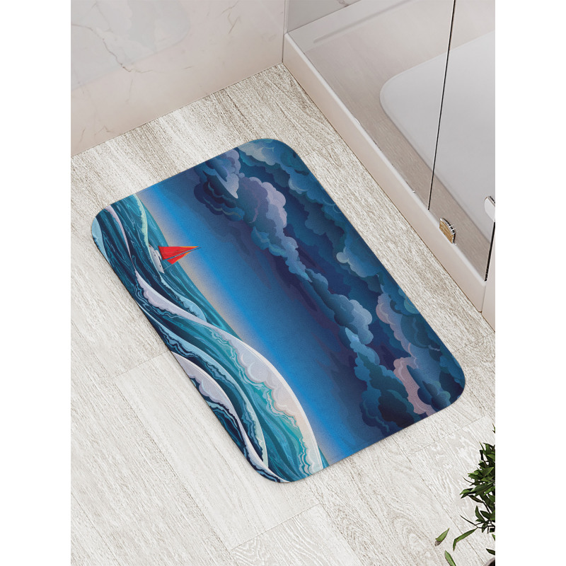 Night Seascape Boat Bath Mat