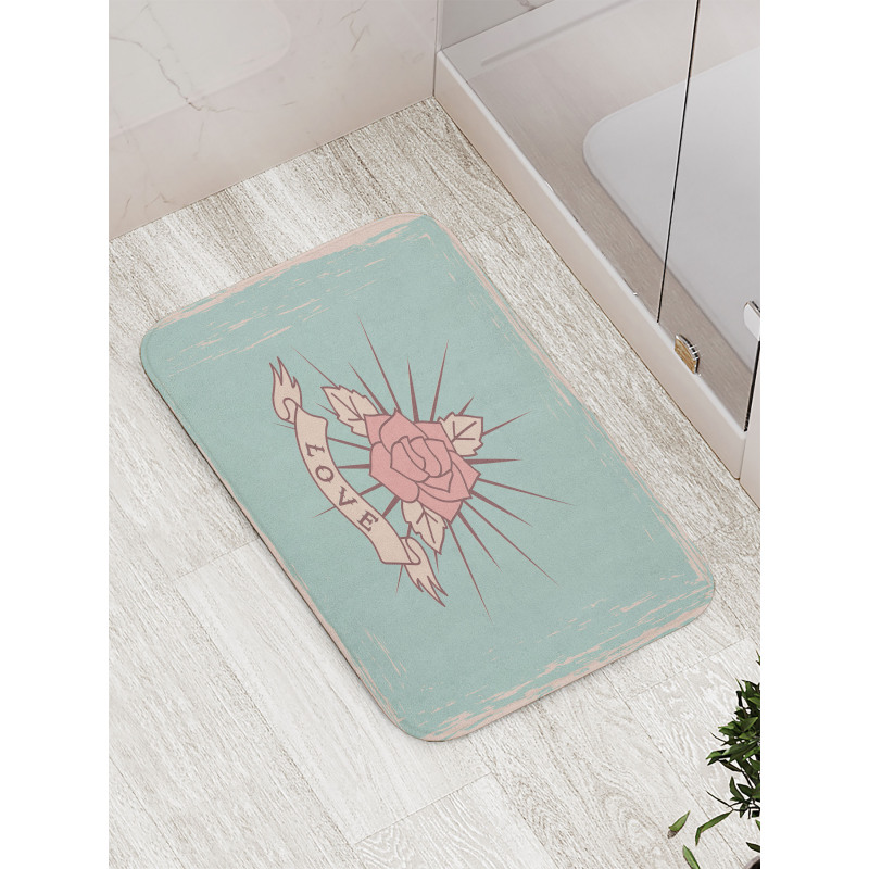 Vintage Rose and Love Bath Mat