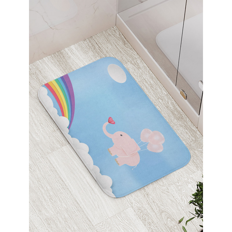 Elephant Rainbow Sky Bath Mat