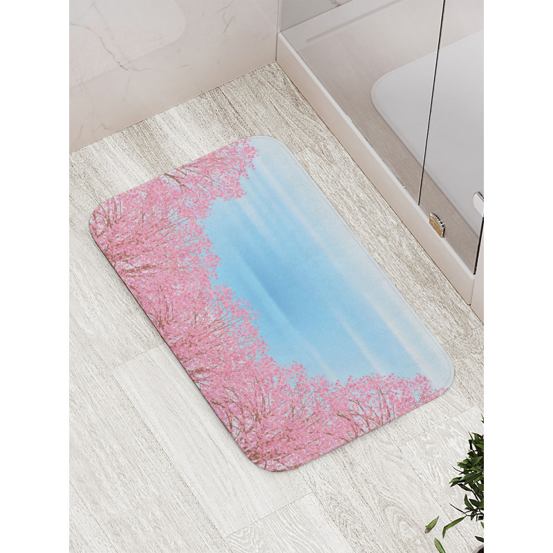 Pinkish Blossom Trees Bath Mat