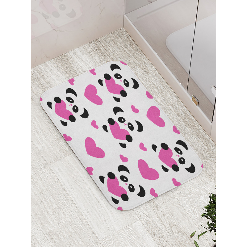 Love Pandas Hearts Bath Mat