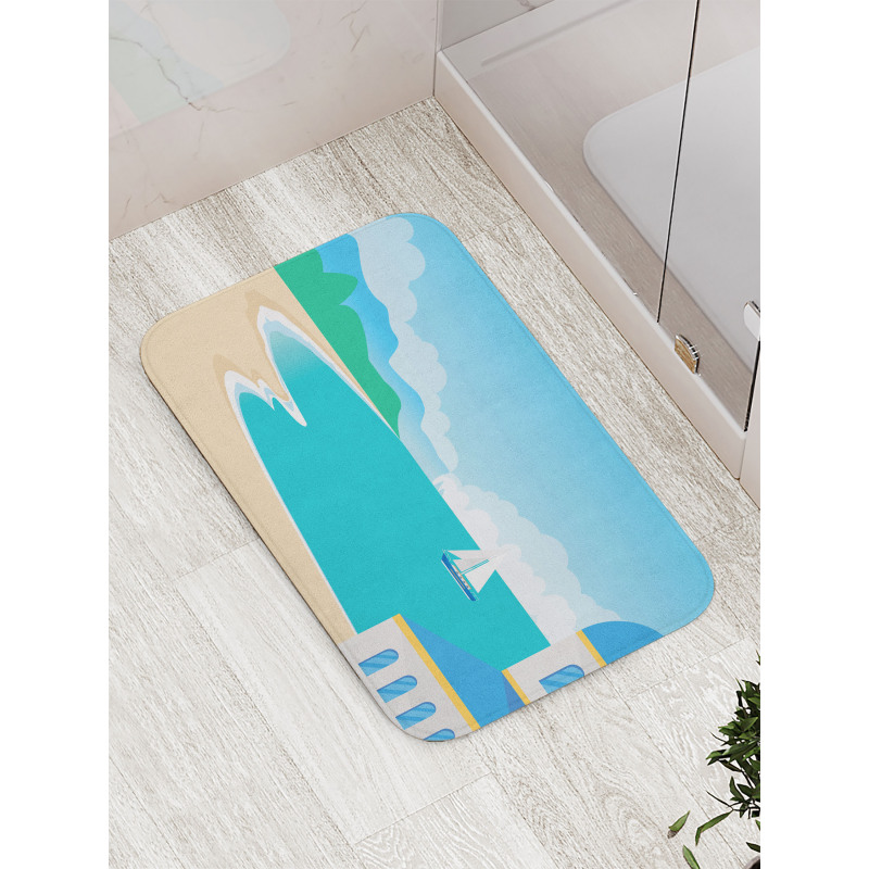 Calm Seascape Cartoon Bath Mat