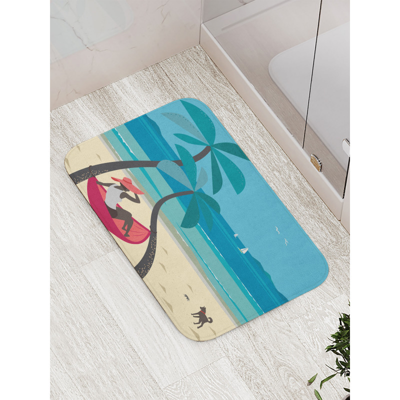 Girl on Hammock Palms Bath Mat